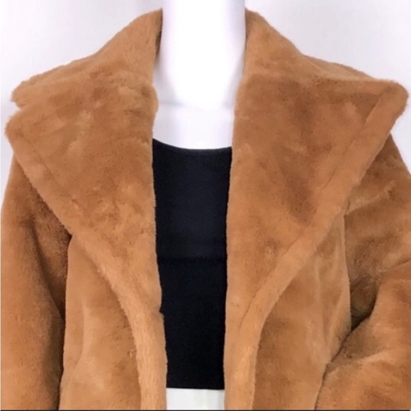 Avec Les Filles Honey Faux Fur Single-Button Jacket SzXS Oversized Notch Lapel - Picture 13 of 16